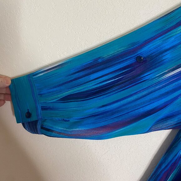 Catherines Tunic Top Womens 3X 26/28W Blue Striped Sequin Beaded Plus Size Semi - Picture 5 of 9